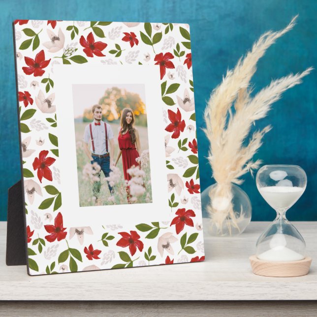 Festive Holiday Floral in White Fotoplatte (Seite)
