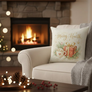Festive Holiday Gift and Cocoa Throw Pillow Kissen