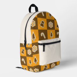 Festive Holiday Grid Pattern Bedruckter Rucksack