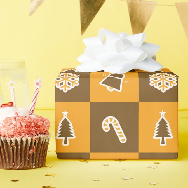 Festive Holiday Grid Pattern Geschenkpapier (Geburtstagsparty)