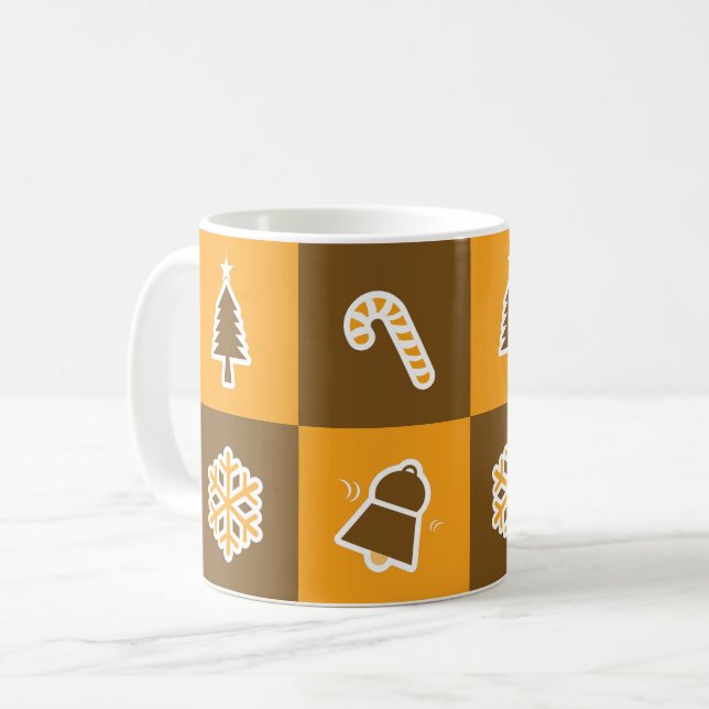 Festive Holiday Grid Pattern Kaffeetasse (Vorderseite Links)
