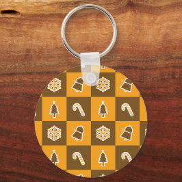 Festive Holiday Grid Pattern Schlüsselanhänger