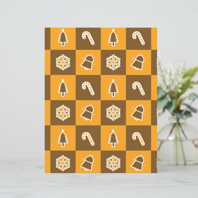 Festive Holiday Grid Pattern Scrapbook Paper (Stehend Vorderseite)