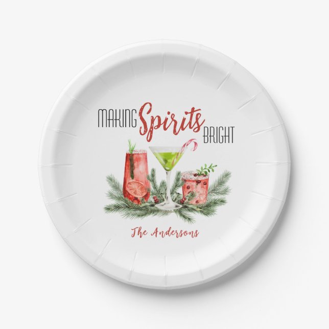 Festive Holiday-Party 'Making Spirits Bright'  Pappteller (Vorderseite)