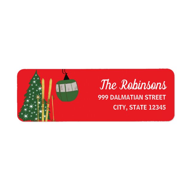 Festive Holiday Ski Skiing Return Address Label (Vorne)