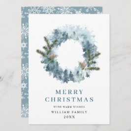 Festive Holly Berry Wreath Weihnachtsgrüßen Feiertagskarte