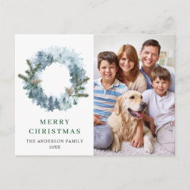 Festive Holly Wreath Frohe Weihnachtsfeiertage FOT Postkarte