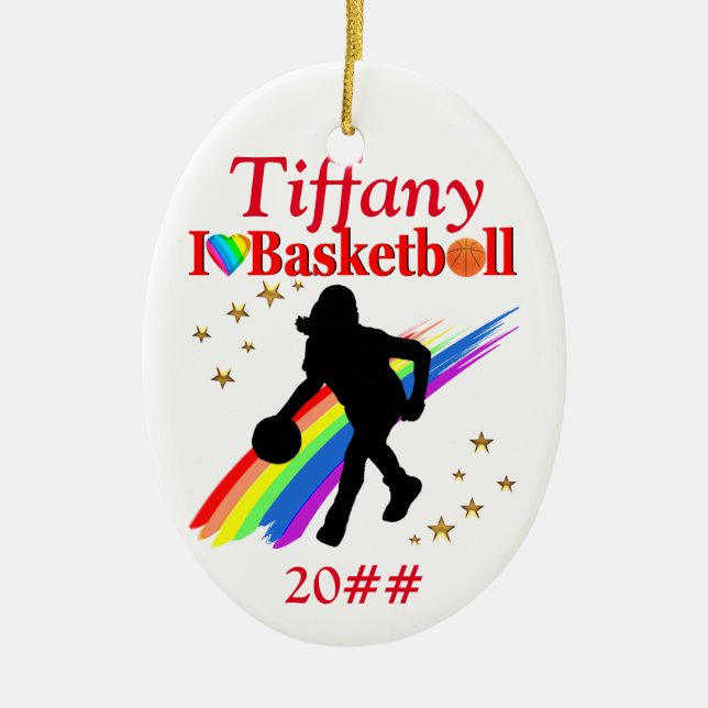 FESTIVE I LIEBE BASKETBALL PERSONALISIERTE ORNATIO KERAMIK ORNAMENT (Vorne)