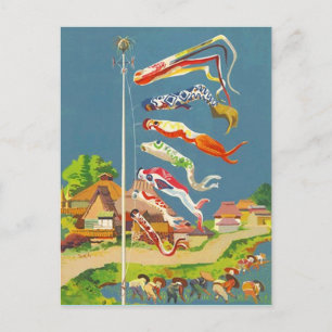 FESTIVE JAPANESE KOINOBORI WINDSOCKS ~ POSTCARD POSTKARTE