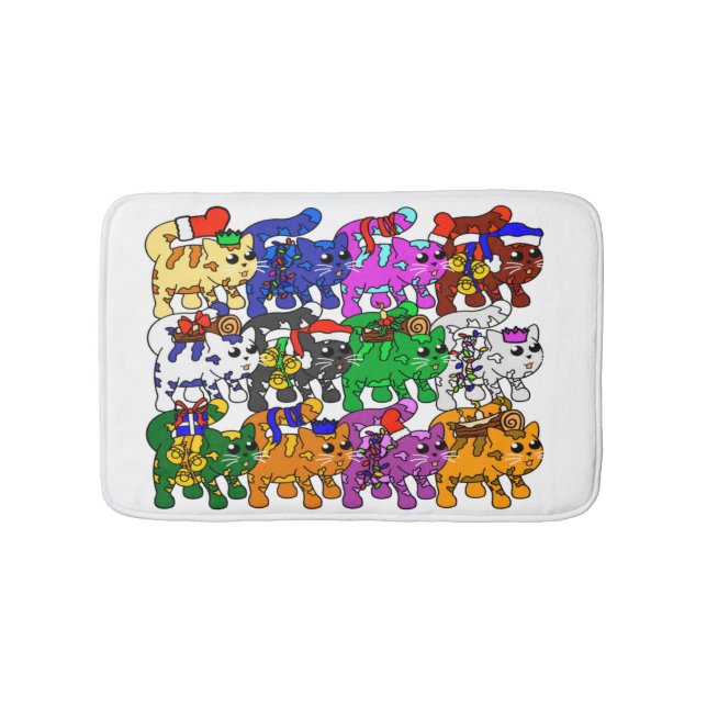 Festive Jolly Meowy Weihnachtskatzen Badematte (Vorderseite)