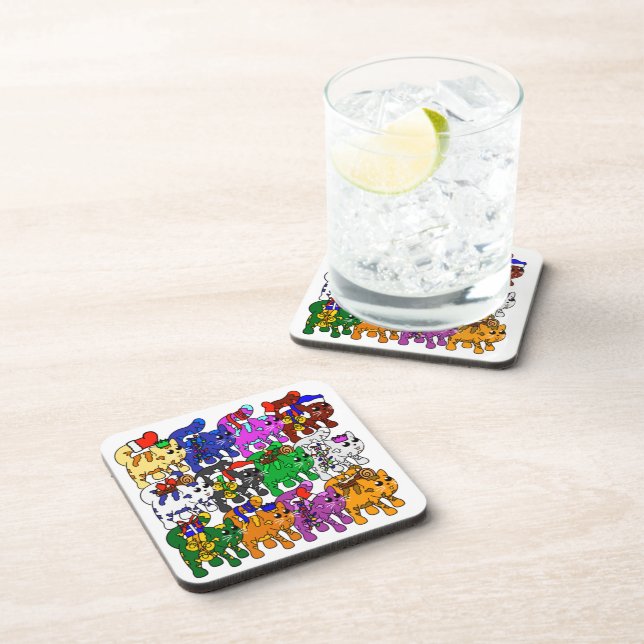 Festive Jolly Meowy Weihnachtskatzen Getränkeuntersetzer (Rechte Seite)