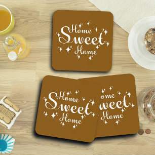Festive Kalligraphie und Sterne "Zuhause Sweet Zuh Getränkeuntersetzer