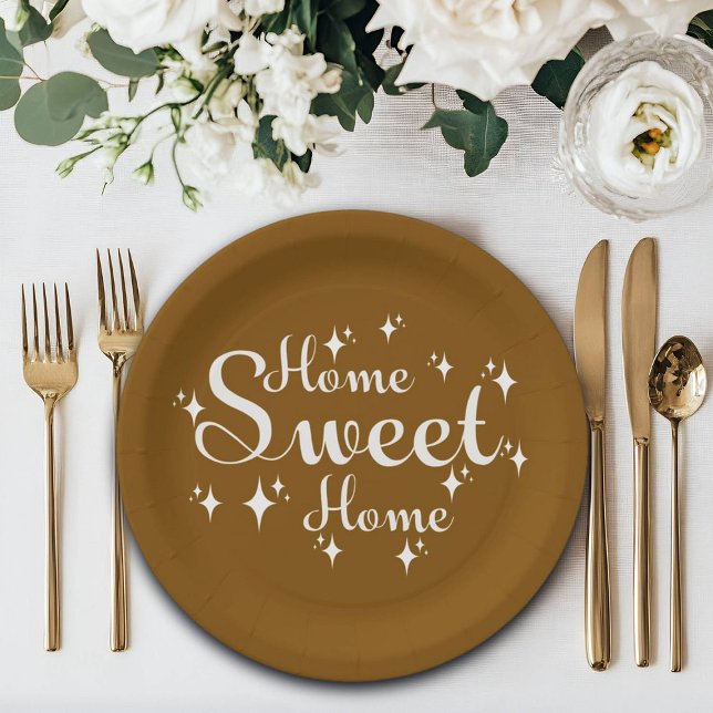 Festive Kalligraphie und Sterne "Zuhause Sweet Zuh Pappteller (Von Creator hochgeladen)