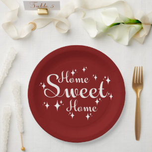 Festive Kalligraphie und Sterne "Zuhause Sweet Zuh Pappteller