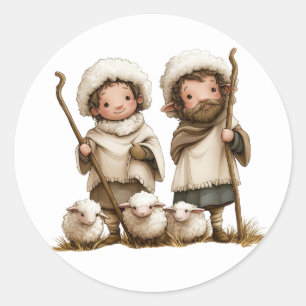 Festive Krippensticker Runder Aufkleber