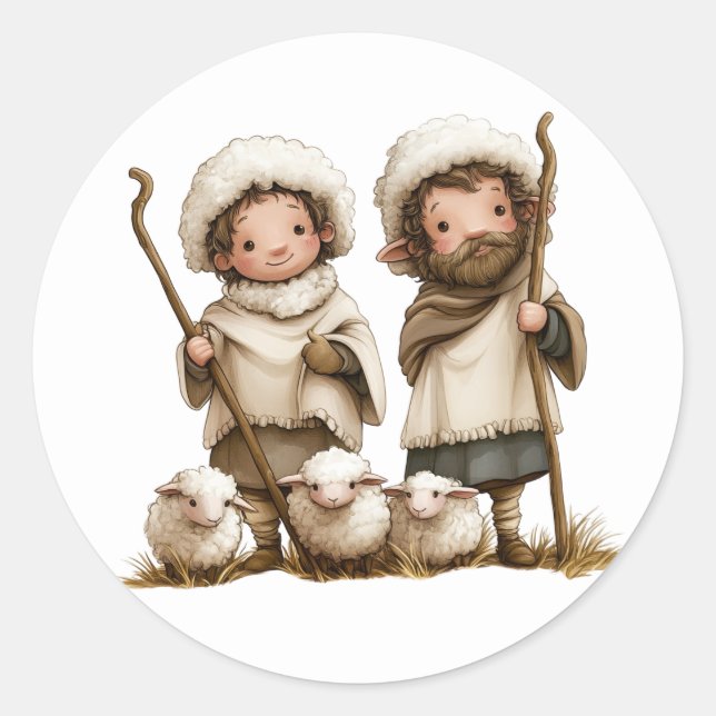 Festive Krippensticker Runder Aufkleber (Vorderseite)
