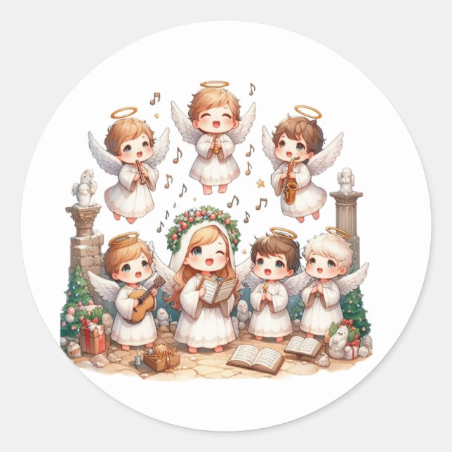 Festive Krippensticker Runder Aufkleber (Vorderseite)