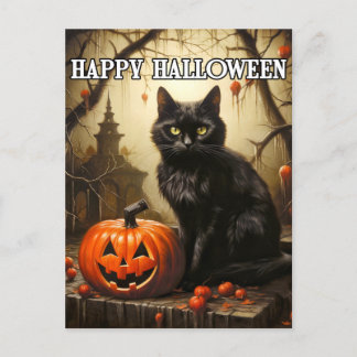 Festive Little Black Kitty Cat Postkarte