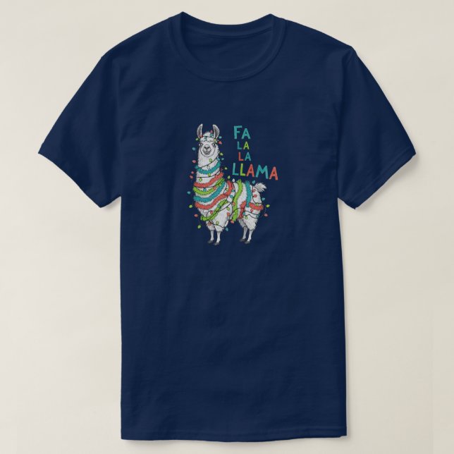 Festive Llama with Christmas Lights T-Shirt (Design vorne)