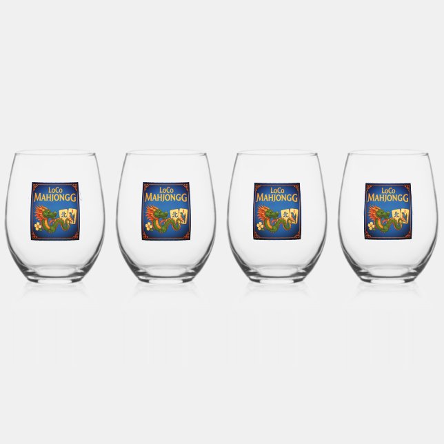 Festive LoCo Mah Jongg Wine Glasses Weinglas Ohne Stiel (Vorderseite)