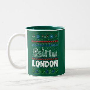 Festive London Vereinigtes Königreich Ugly Christm Zweifarbige Tasse