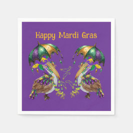 Festive Louisiana Pelican Mardi Gras Serviette