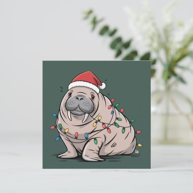 Festive Manatee Weihnachten Santa Ozean Liebhaber  (Stehend Vorderseite)