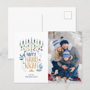 Festive Menorah Happy Hanukkah Feiertagspostkarte