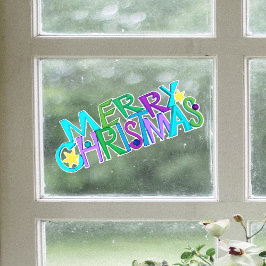 Festive Merry Christmas Text Colourful Letters Fensteraufkleber