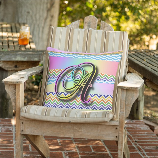 Festive Monogramm Initial A Rainbow Kissen (Stuhl )