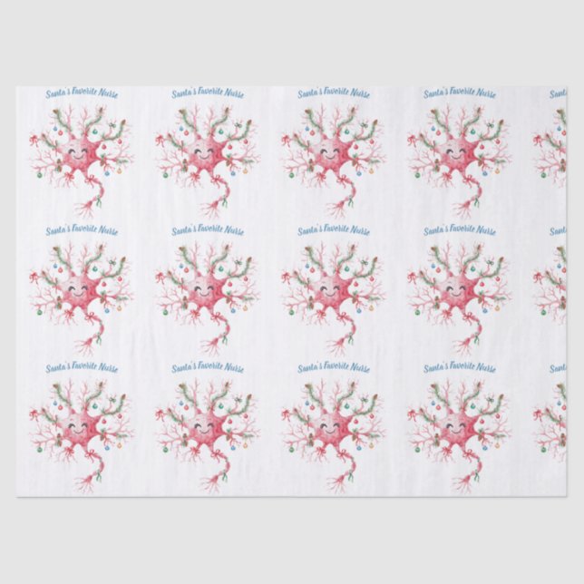 Festive Neuron Pattern – Santa’s Favorite Nurse Seidenpapier (Vorderseite)