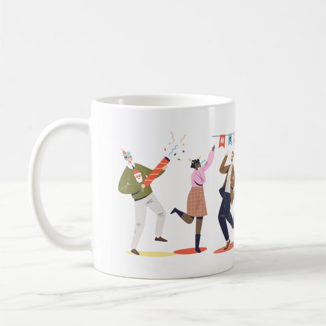 Festive New Year Friends Illustration Kaffeetasse (Links)