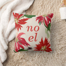 Festive Noel Watercolor Poinsettia Floral 