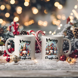 Festive Nordic Gnome Trio with Candles and Winter Kaffeetasse