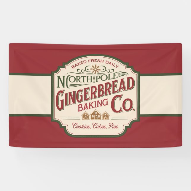 Festive North Pole Gingerbrot Backunternehmen Banner (Horizontal)