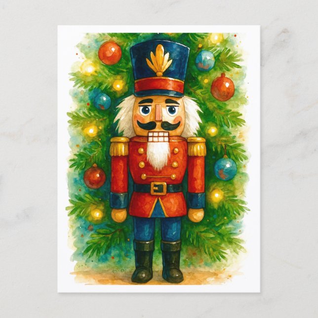 Festive Nutcracker Christmas Postcard Feiertagspostkarte (Vorderseite)