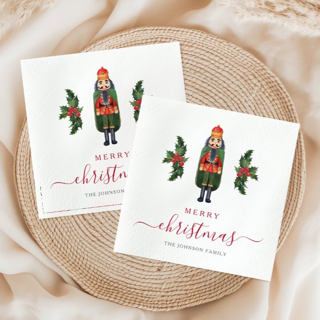 Festive Nutcracker Frohe Weihnachten Serviette (Festive Nutcracker Merry Christmas Napkins)