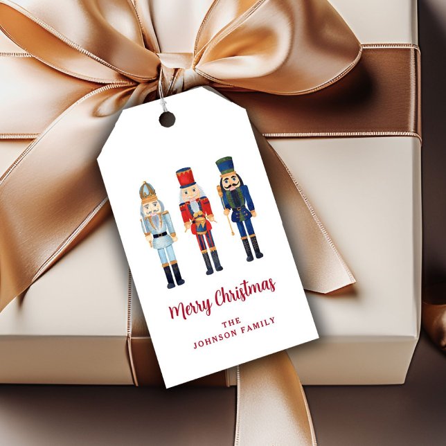 Festive Nutcracker Script Frohe Weihnachten Geschenkanhänger (Festive Nutcracker Script Merry Christmas Gift Tags)