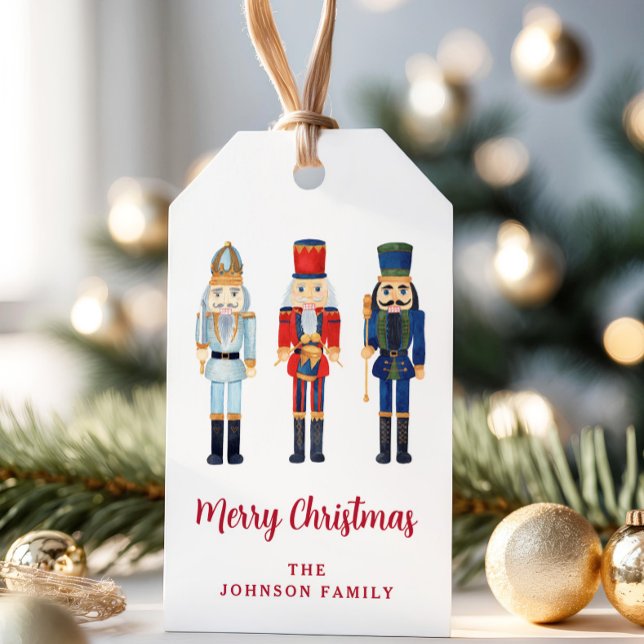 Festive Nutcracker Script Frohe Weihnachten Geschenkanhänger (Festive Nutcracker Script Merry Christmas Gift Tags)