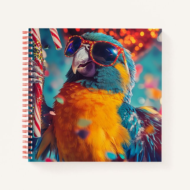 Festive Parrot with Sunglasses  Notizbuch (Vorderseite)