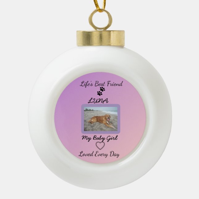 Festive Pawprint Holiday Keepsake Keramik Kugel-Ornament (Vorderseite)