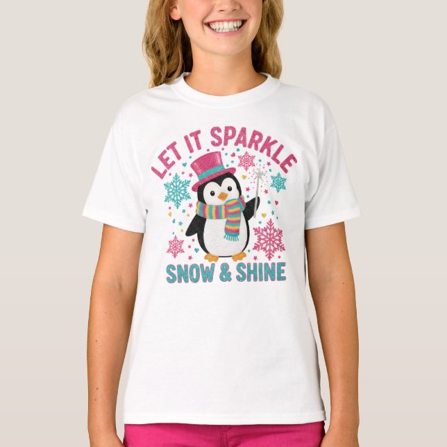 Festive Penguin Kids Tee – Snow & Shine Winter Shi (Vorderseite)