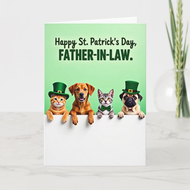 Festive Pets Family St Patricks Card Karte (Vorderseite)