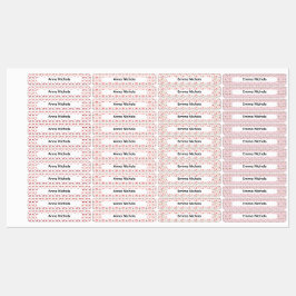 Festive Pink Christmas Patterns Name Labels Etiketten