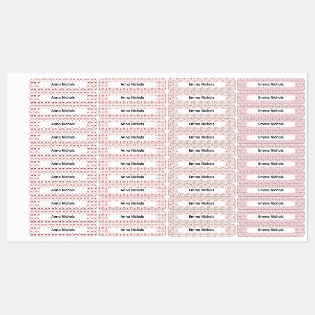 Festive Pink Christmas Patterns Name Labels Etiketten (Blatt)