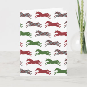 Festive Plaid Horse Pattern Christmas Greeting Feiertagskarte