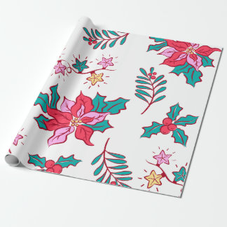 Festive Poinsettia Holiday Geschenkpapier