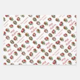 Festive Poinsettia Watercolor Christmas Holiday  Geschenkpapier Set