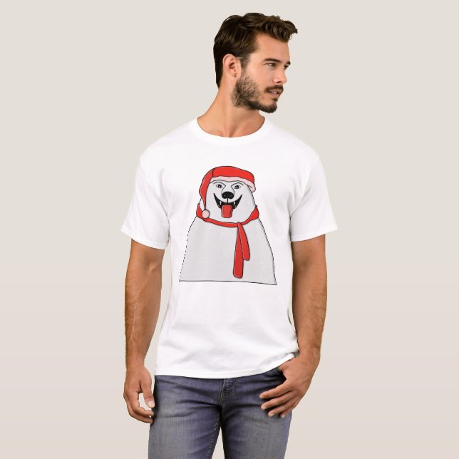 Festive Polar Bear Santa T-Shirt (Vorne ganz)