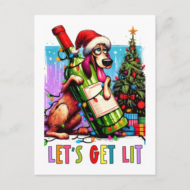 Festive Pup  Postkarte (Vorderseite)